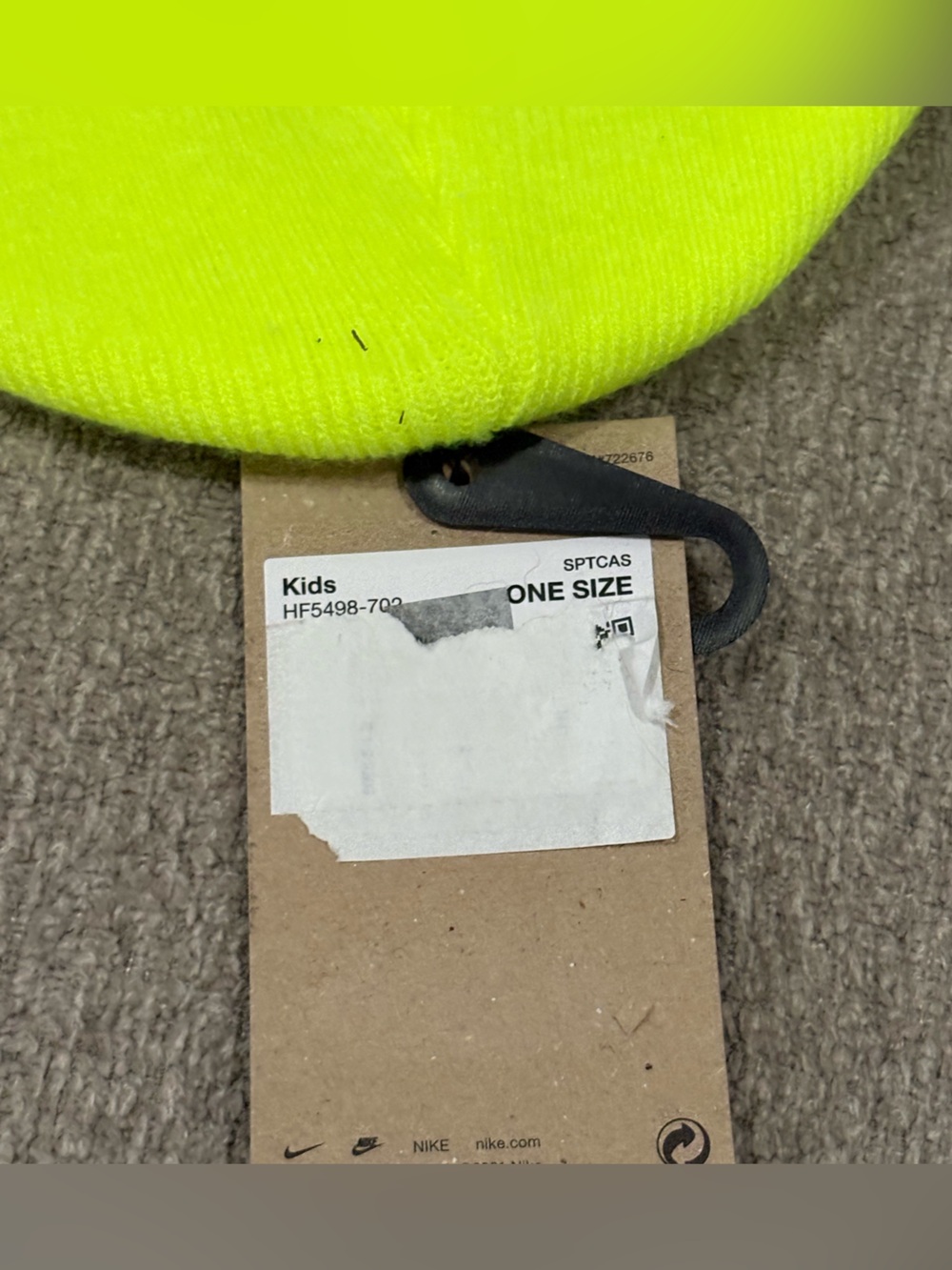 Nike Kids Neon Lime Beanie Hat with Embroidered Logo - Picture 4 of 4